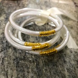 White All Weather Glitter bangles